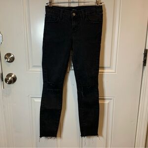 J Brand Low Rise Crop Skinny Jeans with Raw Hem Edge Size 23 Black Mercy